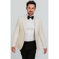 Dobell Men's White Slim Fit Peak Lapel Tuxedo Jacket in Cream | Size: 46R
