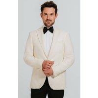 Dobell Men's White Notch Lapel 2 Piece Tuxedo with Black Trousers in Cream | Size: 54L