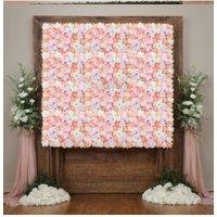 Living and Home Artificial Dahlia Rose Hydrangea Flower Wall Panel DIY Backdrop Privacy Screen for Wedding Cafe in Baby Pink