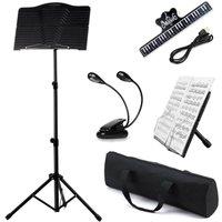 Xample Heavy Duty Metal Foldable Music Stand Holder Tripod Orchestral Conductor Sheet in Black