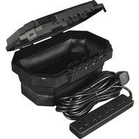 Masterplug Outdoor Electrical Enclosure & 4 Socket Extension 8m Lead in Black