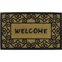 JVL Woven Coir Tuffscrape Doormat 45x75cm Welcome in Natural | Size: 45 cm x 75 cm