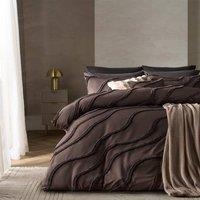 OHS Tufted Contour Bedding Set Duvet Cover with Pillowcase in Brown | Size: Single