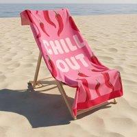 OHS Chill Out Beach Towel Bath Travel Quick Dry Microfibre Absorbent in Pink