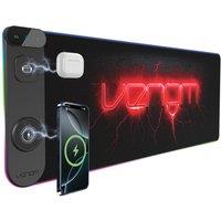 Venom LED Gaming Surface with Wireless Charging & USB Ports in Black | Size: 800mm
