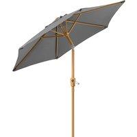 Christow Garden Parasol 2m Tilting Outdoor Umbrella Steel Pole Wood Effect Finish UV30+ in Grey
