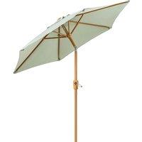 Christow Garden Parasol 2m Tilting Outdoor Umbrella Steel Pole Wood Effect Finish UV30+ in Light Green