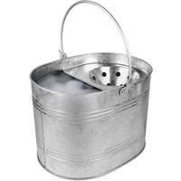 BARGAINS-GALORE Galvanised Metal Mop Bucket & Wringer Heavy Duty 16 Litre Steel Bucket in Metallic Silver