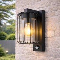 CGC Lighting Alvin PIR Motion Sensor Black Outdoor Cage Wall Light