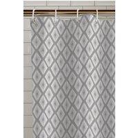 Catherine Lansfield 'Aztec Diamond' Shower Curtain Panel in Silver | Size: 180 cm width x 180 cm drop
