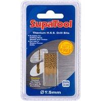 SupaTool Titanium Coated HSS Drill Bits (Pack of 10) 5 x 86mm in Gold