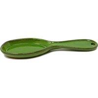 Verano Spanish Ceramics Selena Glazed Hand Dipped Kitchen Dining Utensil Spoon Rest (L) 27cm in Dark Green