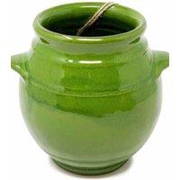 Verano Spanish Ceramics Selena Glazed Hand Dipped Kitchen Dining Utensil Jar (H) 16cm x (D) 16.5cm in Dark Green