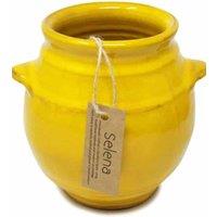 Verano Spanish Ceramics Selena Glazed Hand Dipped Kitchen Dining Utensil Jar (H) 16cm x (D) 16.5cm in Yellow