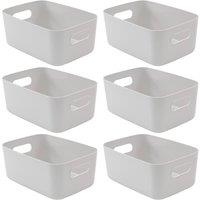 Tanness 6 Pack Stackable Plastic Storage Boxes with Handles - Grey