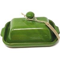 Verano Spanish Ceramics Selena Glazed Hand Dipped Kitchen Dining Butter Dish 20cm L x 13cm W (internal 4.5cm H) | Size: 20 cm L x 13 cm W