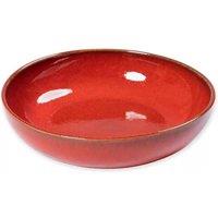 Verano Spanish Ceramics Selena Glazed Hand Dipped Kitchen Dining Large Bowl (Diam) 30cm in Red