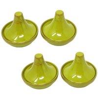 Verano Spanish Ceramics Selena Glazed Hand Dipped Kitchen Dining Set of 4 Mini Tagine Dip Dishes (D) 10cm in Light Green