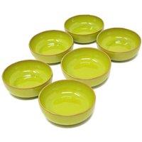 Verano Spanish Ceramics Selena Glazed Hand Dipped Kitchen Set of 6 Small Bowls (Diam) 10cm in Lime