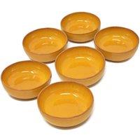 Verano Spanish Ceramics Selena Glazed Hand Dipped Kitchen Set of 6 Small Bowls (Diam) 10cm in Orange