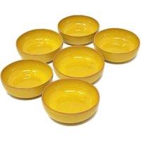 Verano Spanish Ceramics Selena Glazed Hand Dipped Kitchen Set of 6 Small Bowls (Diam) 10cm in Yellow