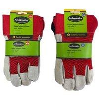 Ambassador Leather Rigger Gloves Pack of 2 in Red | Size: Large