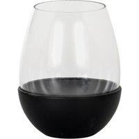 Hill Interiors Neris Glass Goblet Candle Holder 14cm x 11cm x 11cm in Black | Size: 14 cm x 11 cm x 11 cm