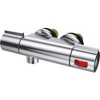 Nes Home Modern Vertical Chrome Exposed Thermostatic Shower Mixer Bar Valve in Metallic Silver