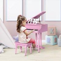 HOMCOM 30 Keys Mini Kids Piano with Music Stand & Bench Best Gifts Toy in Pink