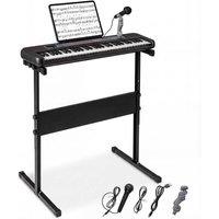 Costway 61 Keys Piano Keyboard Kids Digital Piano w/ Adjustable Stand in Black