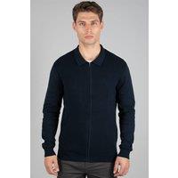 Steel & Jelly Men's Knitted Bomber Jacket in Navy | Size: XL