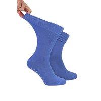 Dr.Socks Men's Extra Wide Winter Bed Socks with Grips | Non Slip Thermal Sleep Socks in Blue | Size: 6-11
