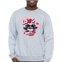 Disney Men's Love Together Mickey & Minnie Mouse Sweatshirt in Grey | Size: 5XL
