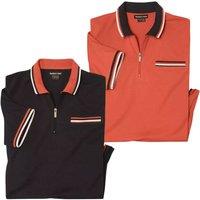 Atlas for Men Men's Quarter Zip Polo Shirt Pack of 2 in Black | Size: XL