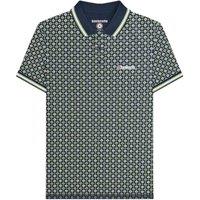 Lambretta Men's Geometric Polo Shirt in Navy | Size: Medium