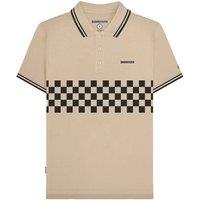 Lambretta Men's SS25 Two Tone Tipped Polo Shirt in Stone | Size: Large