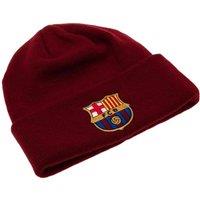 Barcelona FC Men's Knitted Turned Up Cuff Beanie in Burgundy