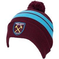 West Ham United FC Men's Striped Knitted Ski Hat in Dark Red