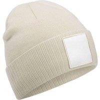 Beechfield Men's Appliqu Patch Beanie in Light Beige