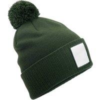Beechfield Men's Pom Pom Appliqu Patch Beanie in Olive
