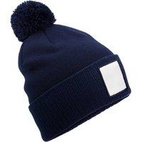 Beechfield Men's Pom Pom Appliqu Patch Beanie in Navy
