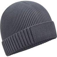 Beechfield Men's Patch Cotton Beanie in Dark Grey