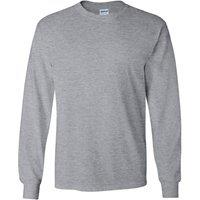 Gildan Men's Plain Crew Neck Ultra Cotton Long Sleeve T-Shirt in Grey | Size: 4XL