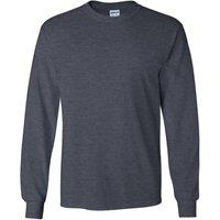 Gildan Men's Plain Crew Neck Ultra Cotton Long Sleeve T-Shirt in Dark Grey | Size: 3XL
