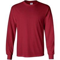 Gildan Men's Plain Crew Neck Ultra Cotton Long Sleeve T-Shirt in Dark Red | Size: 3XL