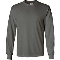 Gildan Men's Plain Crew Neck Ultra Cotton Long Sleeve T-Shirt in Charcoal | Size: 3XL