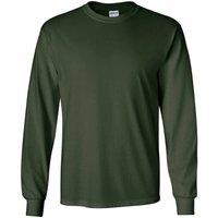Gildan Men's Plain Crew Neck Ultra Cotton Long Sleeve T-Shirt in Green | Size: 3XL