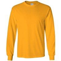 Gildan Men's Plain Crew Neck Ultra Cotton Long Sleeve T-Shirt in Gold | Size: 3XL