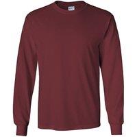 Gildan Men's Plain Crew Neck Ultra Cotton Long Sleeve T-Shirt in Maroon | Size: 3XL