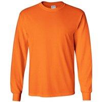 Gildan Men's Plain Crew Neck Ultra Cotton Long Sleeve T-Shirt in Burnt Orange | Size: 3XL